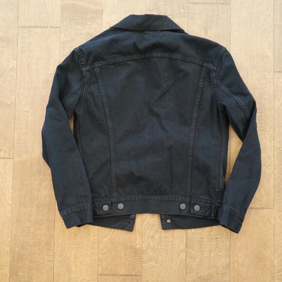 Able The Minelia Jacket Womens XS Black Denim Wash Trucker Collared Button Front - Picture 3 of 5